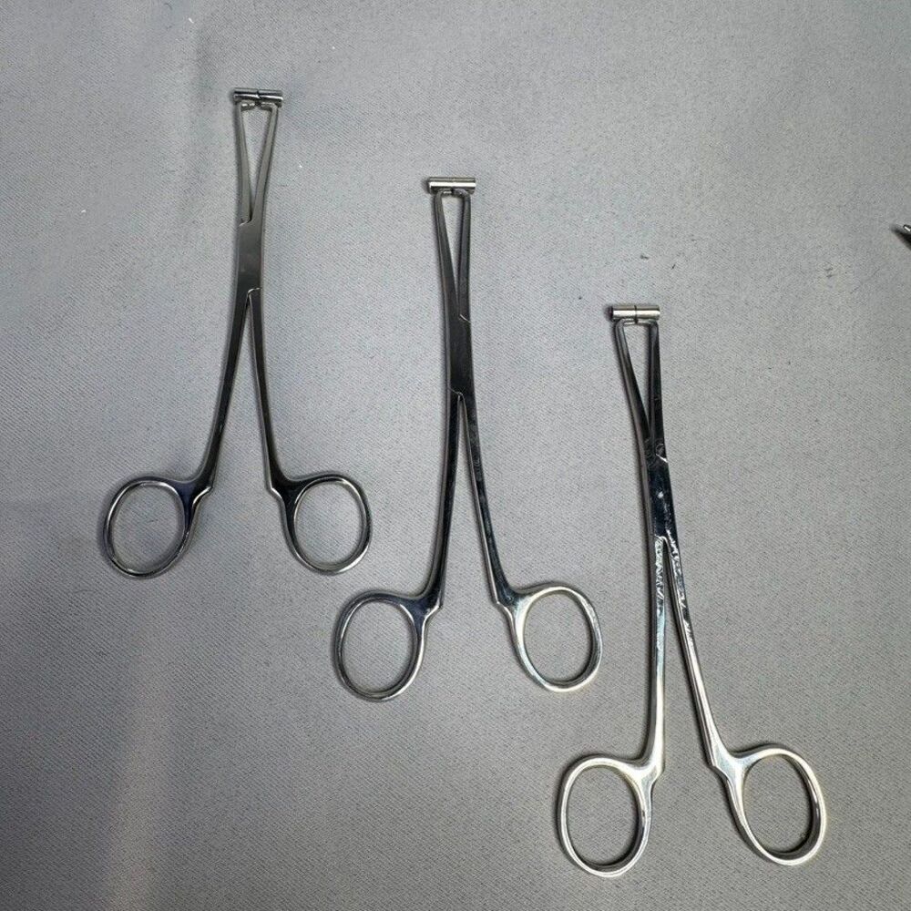 Lot 3 Septum Piercing Receiving Tube Forceps Stainless Steel Clamp Tools 6”Lot 3
